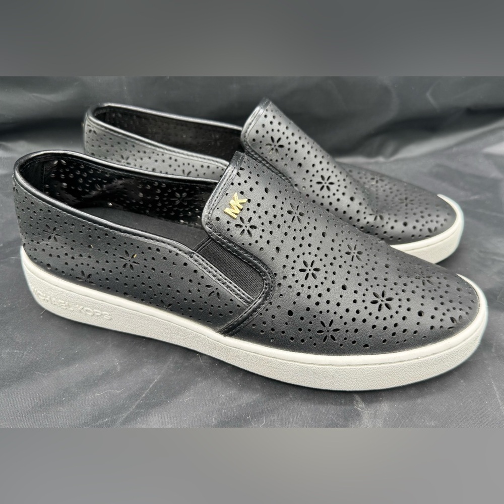 Michael Kors Kane Black Perforated Slip-On Platform Sneakers
